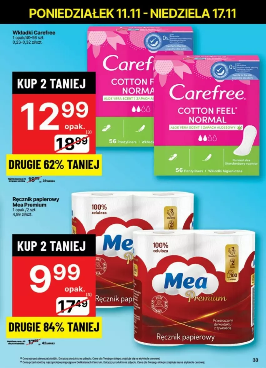 Gazetka promocyjna Delikatesy Centrum - ważna 12.11 do 17.11.2024 - strona 27 - produkty: Carefree, Papier, Ręcznik, Wkładki