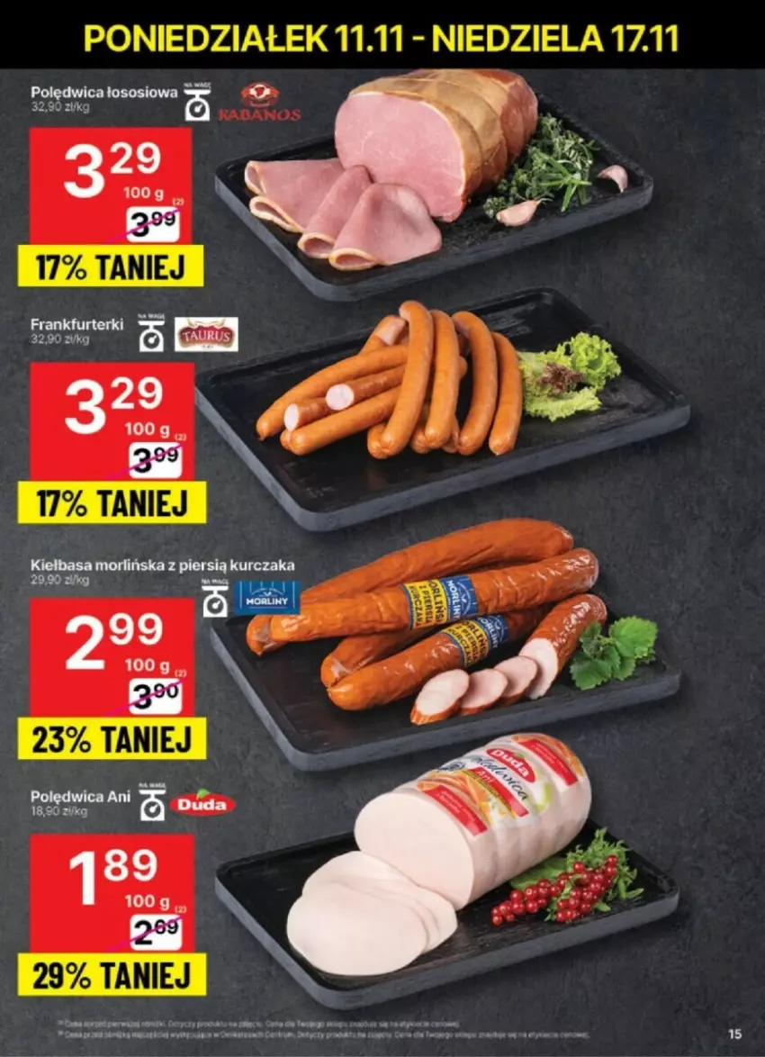 Gazetka promocyjna Delikatesy Centrum - ważna 12.11 do 17.11.2024 - strona 7 - produkty: Duda, Kiełbasa, Kurczak, Polędwica, Sos