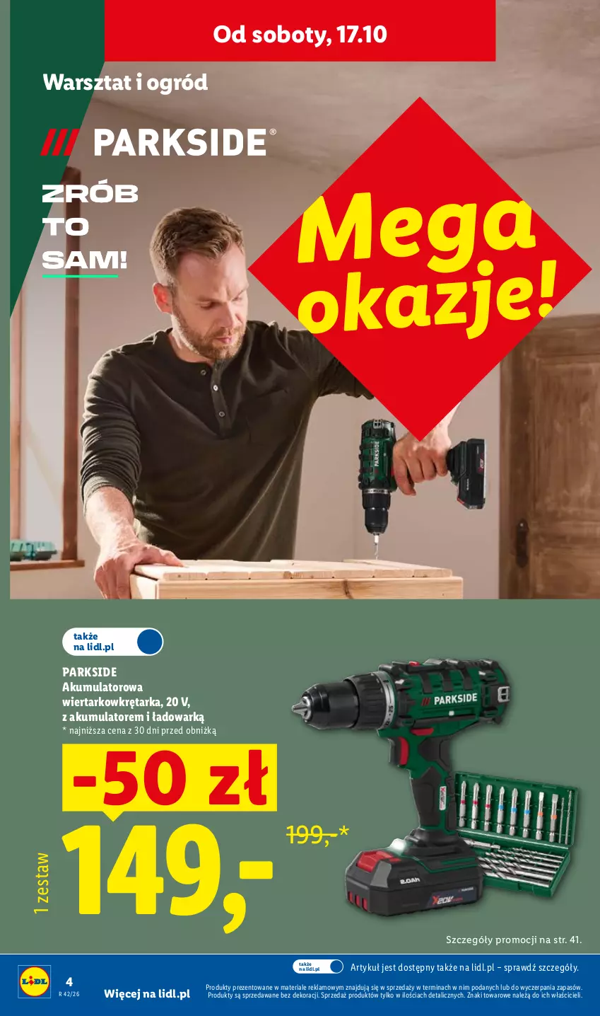 Gazetka promocyjna Lidl - Katalog - ważna 12.10 do 24.10.2026 - strona 4 - produkty: Akumulator, Akumulatorowa wiertarkowkrętark, Ogród, Parkside, Tarka, Wiertarkowkrętarka, Wkręt, Wkrętarka