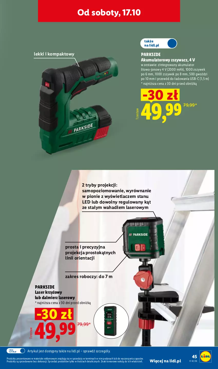 Gazetka promocyjna Lidl - Katalog - ważna 12.10 do 24.10.2026 - strona 49 - produkty: Akumulator, Laser krzyżowy, Mop, Parkside, Przewód, Ser