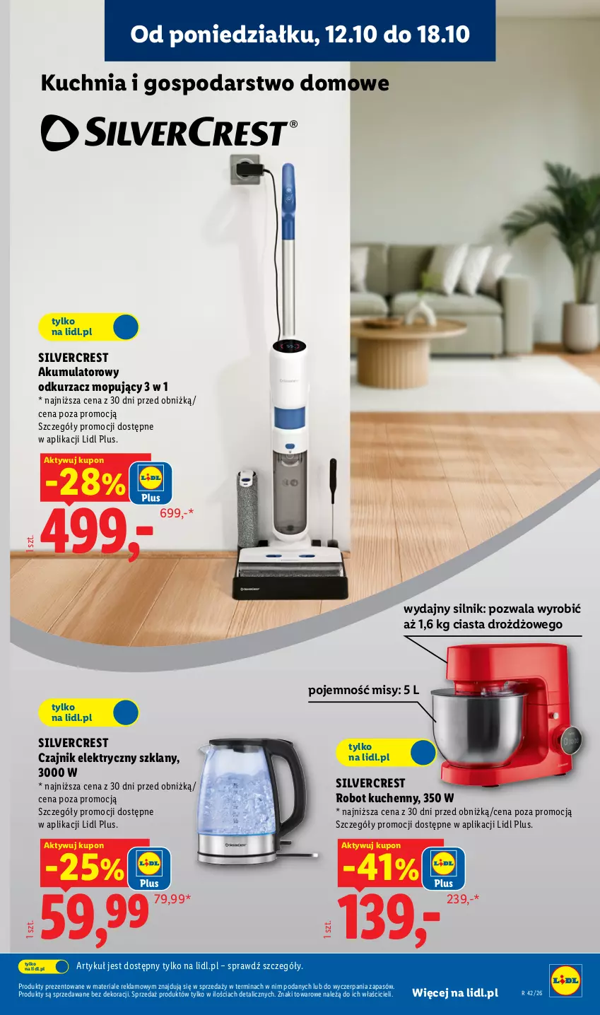 Gazetka promocyjna Lidl - Katalog - ważna 12.10 do 24.10.2026 - strona 9 - produkty: Akumulator, Czajnik, Czajnik elektryczny, Kuchnia, Mop, Odkurzacz, Robot, Silvercrest