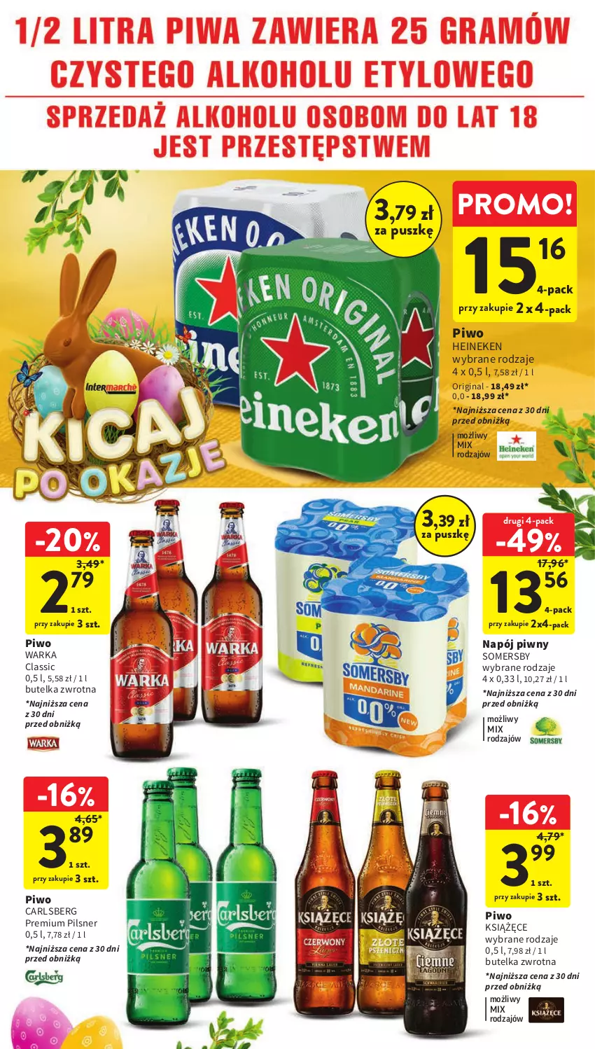 Gazetka promocyjna Intermarche - ważna 07.03 do 13.03.2024 - strona 38 - produkty: Carlsberg, Gin, Heineken, Książęce, Napój, Piwo, Somersby, Warka