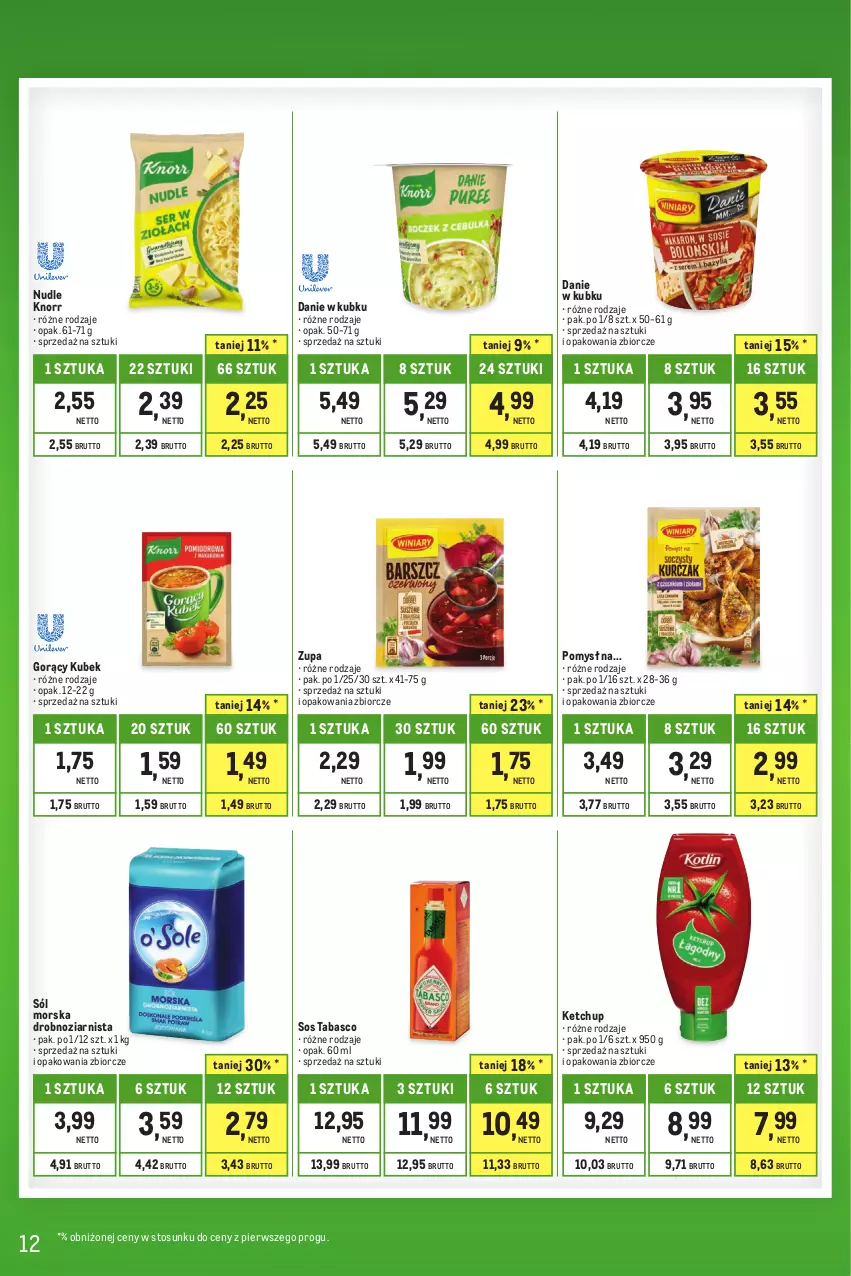 Gazetka promocyjna Makro - Kupujesz więcej płacisz mniej - ważna 01.08 do 31.08.2023 - strona 12 - produkty: Ketchup, Knorr, Kubek, Sól, Sos, Sos tabasco, Zupa
