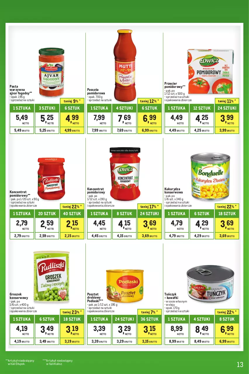 Gazetka promocyjna Makro - Kupujesz więcej płacisz mniej - ważna 01.08 do 31.08.2023 - strona 13 - produkty: Groszek, Kawa, Koncentrat pomidorowy, Kukurydza, Kukurydza konserwowa, Olej, Pasta warzywna, Pasztet, Podlaski, Ser, Sos, Tuńczyk