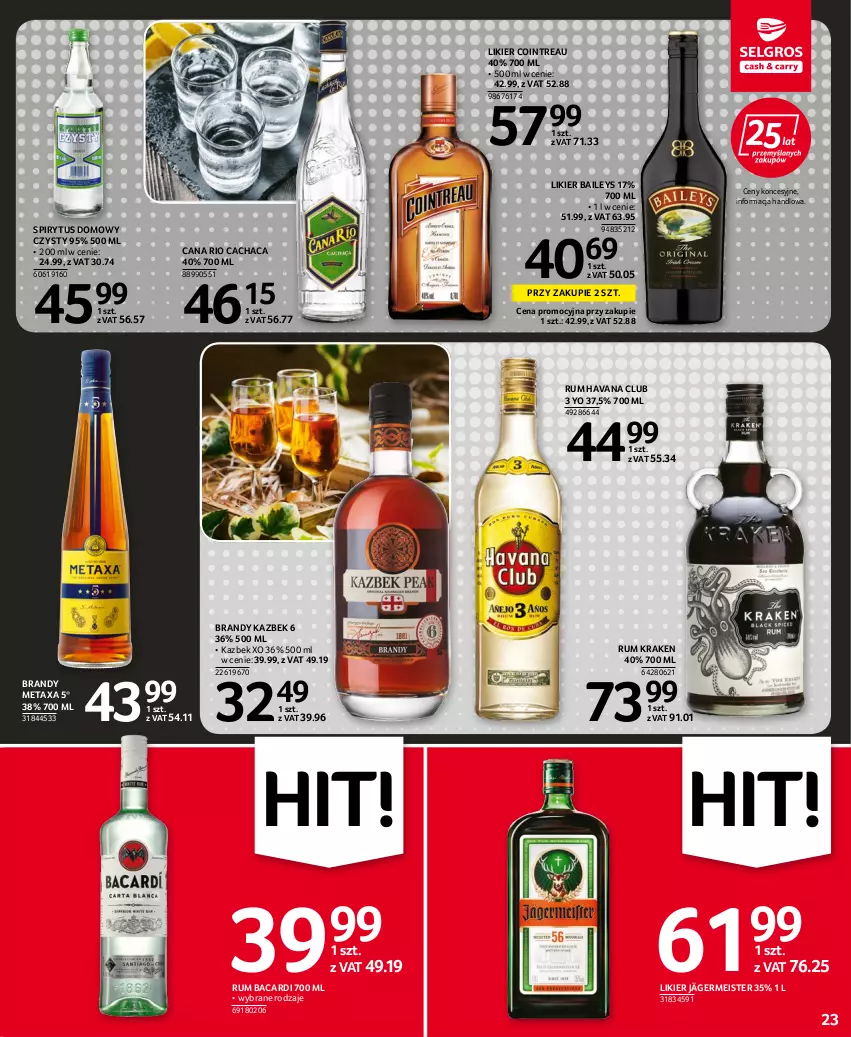 Gazetka promocyjna Selgros - Oferta spożywcza - ważna 06.10 do 19.10.2022 - strona 23 - produkty: Bacardi, Brandy, Likier, Metaxa, Rum