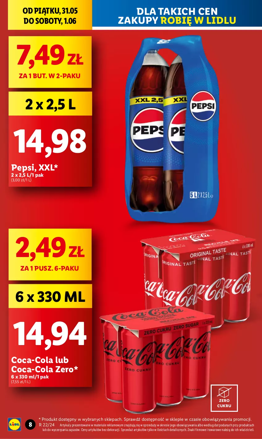 Gazetka promocyjna Lidl - GAZETKA - ważna 31.05 do 01.06.2024 - strona 10 - produkty: Coca-Cola, Pepsi