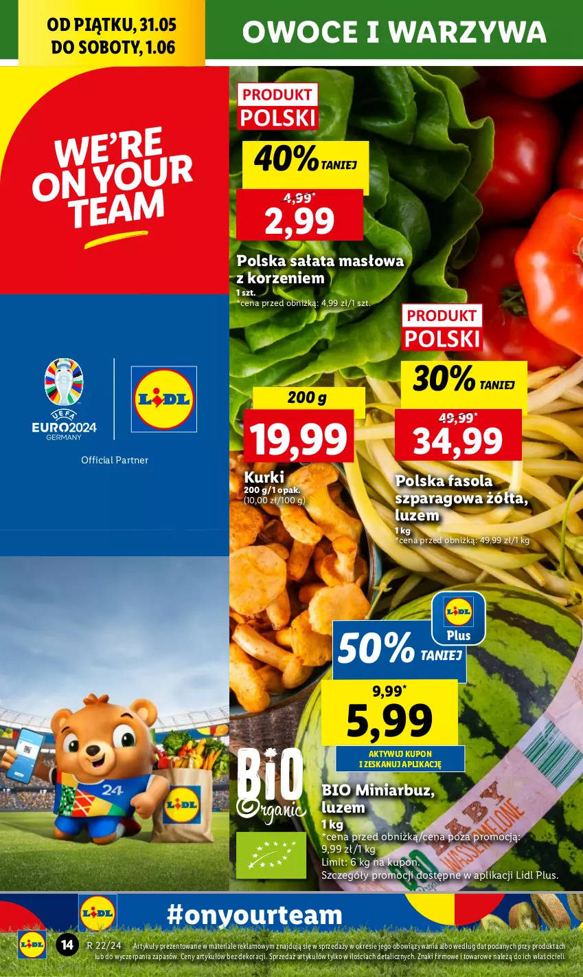 Gazetka promocyjna Lidl - GAZETKA - ważna 31.05 do 01.06.2024 - strona 16 - produkty: Arbuz, Fa, Fasola, Fasola szparagowa, Masło, Owoce, Sałat, Sałata masłowa, Warzywa