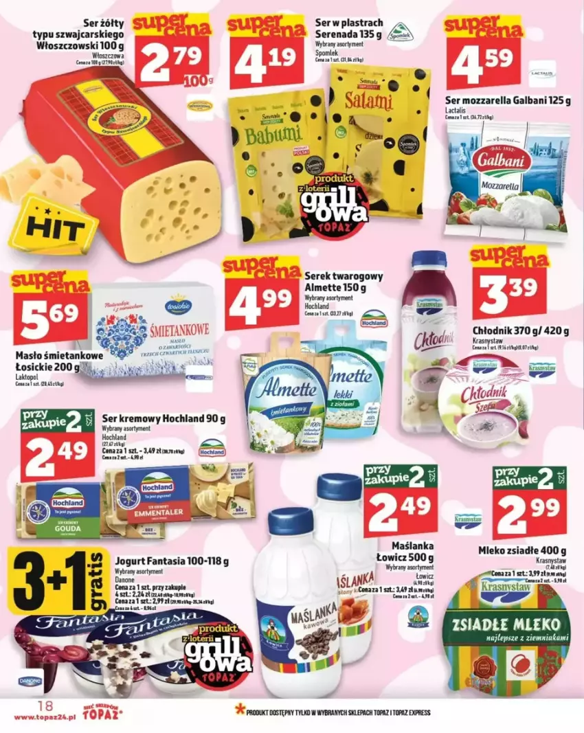 Gazetka promocyjna Topaz - ważna 29.05 do 04.06.2025 - strona 10 - produkty: Almette, Cars, Chia, Fa, Fanta, Galbani, Hochland, Jogurt, Mleko, Mleko zsiadłe, Mozzarella, Ser, Serek, Serek twarogowy, Top, Włoszczowski