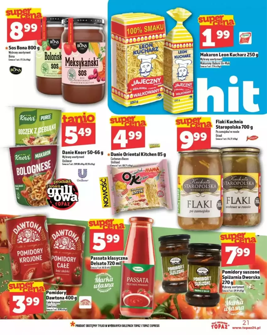 Gazetka promocyjna Topaz - ważna 29.05 do 04.06.2025 - strona 14 - produkty: Fa, Flaki, Gra, Graal, Knorr, Kuchnia, Kuchnia Staropolska, LG, Pomidory, Sos, Top