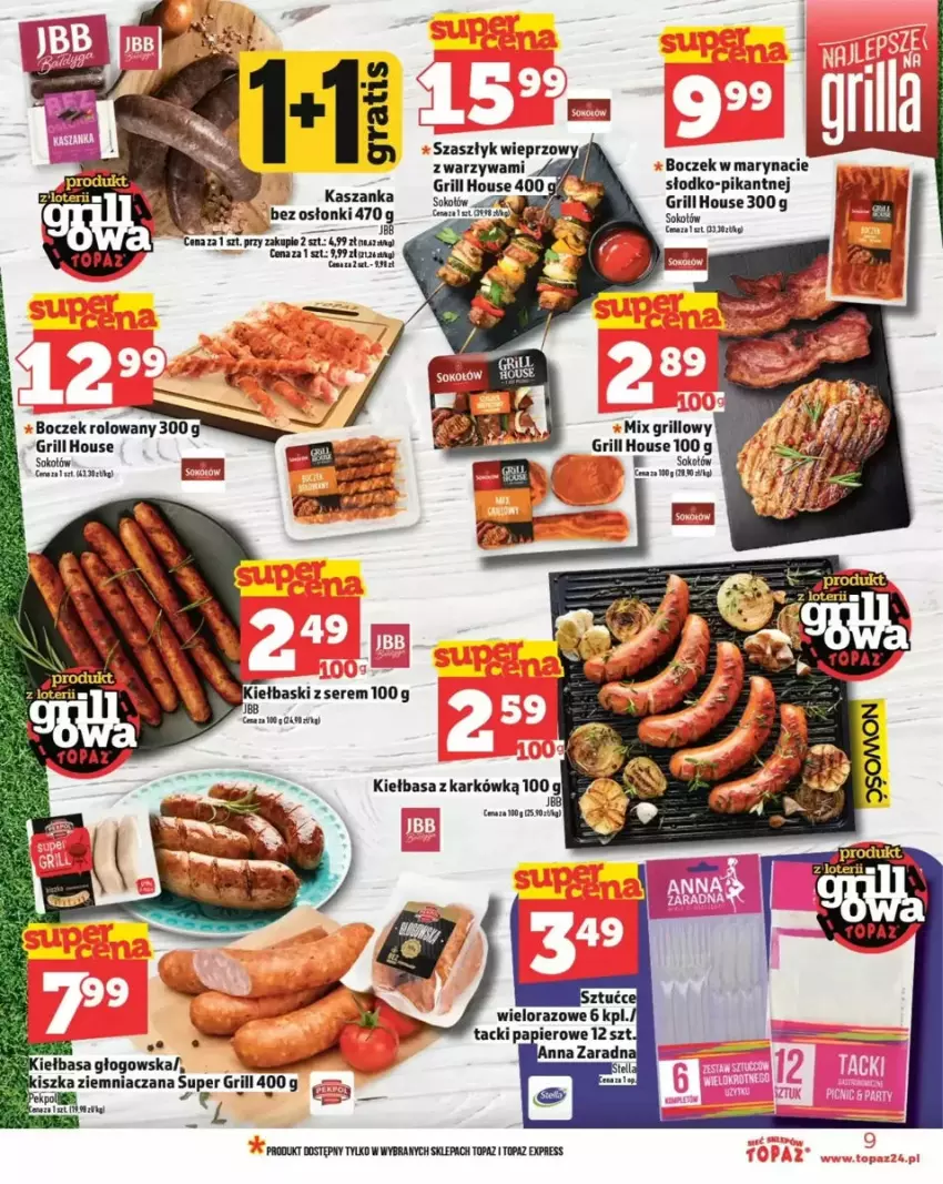Gazetka promocyjna Topaz - ważna 29.05 do 04.06.2025 - strona 56 - produkty: Boczek, Grill, Kiełbasa, Koc, Papier, Sok, Sokołów, Top, Warzywa