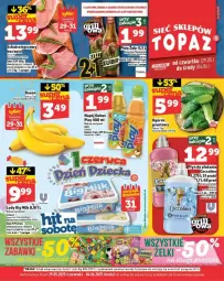Gazetka promocyjna Topaz - Gazetka - ważna od 04.06 do 04.06.2025 - strona 1 - produkty: Coccolino, Ogórek, Big Milk, Tera, Lody, Płyn do płukania, Kubuś, Waga, Grunt, Napój