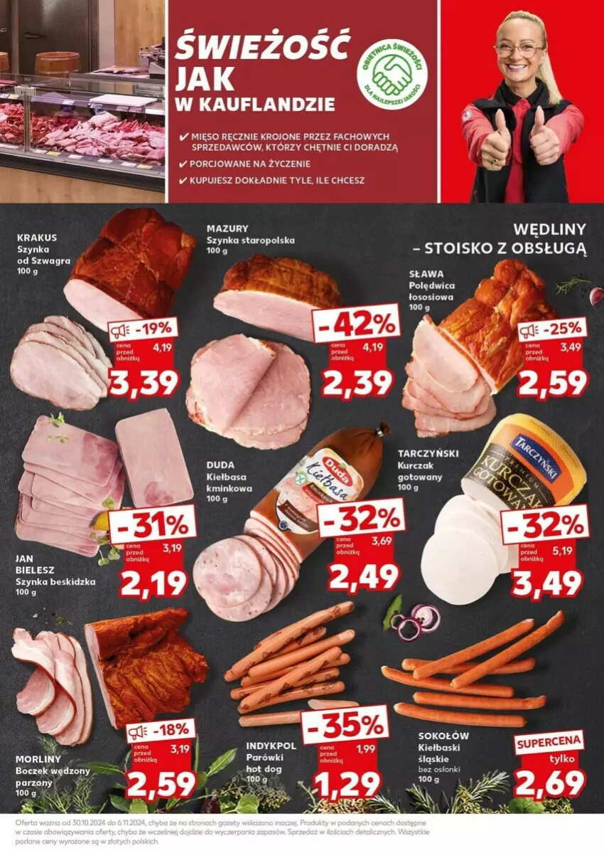 Gazetka promocyjna Kaufland - ważna 04.11 do 06.11.2024 - strona 11 - produkty: Boczek, Duda, Fa, Gra, Hot dog, Kiełbasa, Kurczak, LG, Mięso, Morliny, Parówki, Polędwica, Por, Sok, Sokołów, Szynka, Tarczyński