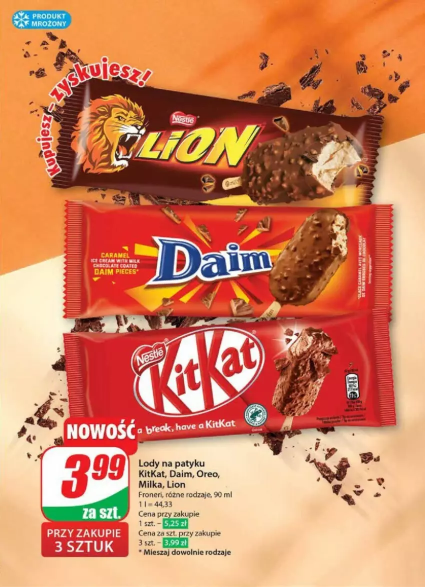 Gazetka promocyjna Dino - ważna 10.04 do 16.04.2024 - strona 18 - produkty: Lion, Lody, Milka, Oreo