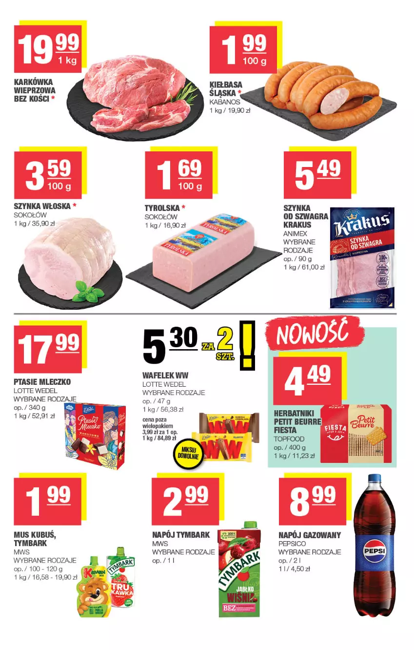 Gazetka promocyjna Spar - Spar-Mini - ważna 27.07 do 06.08.2025 - strona 3 - produkty: Gra, Herbatniki, Kabanos, Kiełbasa, Krakus, Kubuś, Mleczko, Mus, Napój, Napój gazowany, Pepsi, Ptasie mleczko, Sok, Sokołów, Szynka, Top, Tymbark, Wafelek