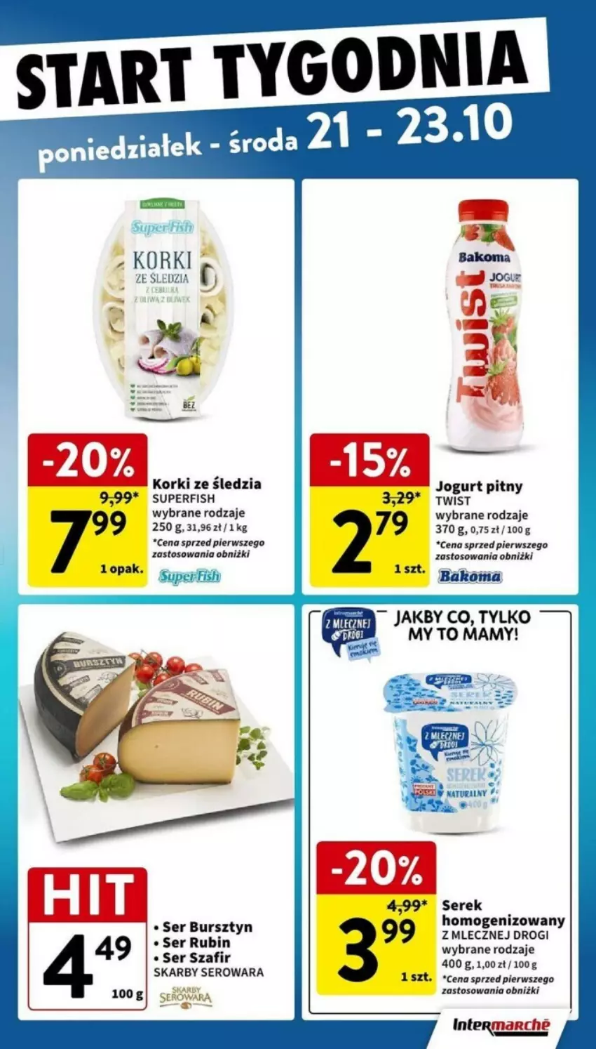 Gazetka promocyjna Intermarche - ważna 21.10 do 23.10.2024 - strona 3 - produkty: Bursztyn, Jogurt, Jogurt pitny, Rubin, Ser, Serek, Serek homogenizowany