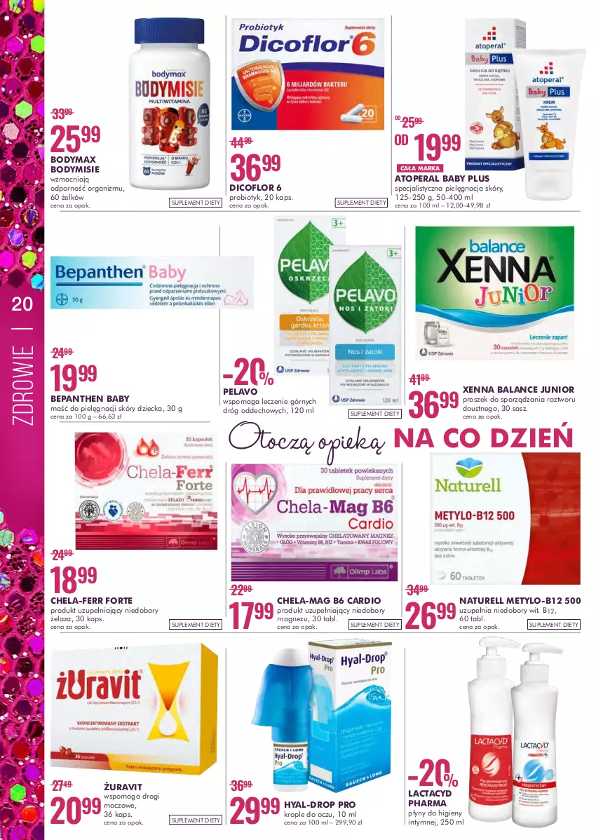 Gazetka promocyjna Super Pharm - Gazetka - ważna 17.02 do 02.03.2022 - strona 20 - produkty: Atoperal, Bepanthen, Body, Bodymax, Dicoflor, Krople do oczu, Lactacyd, Magnez, Naturell, Pielęgnacja skóry, Por, Probiotyk, Suplement diety, Top, Xenna Balance, Zdrowie