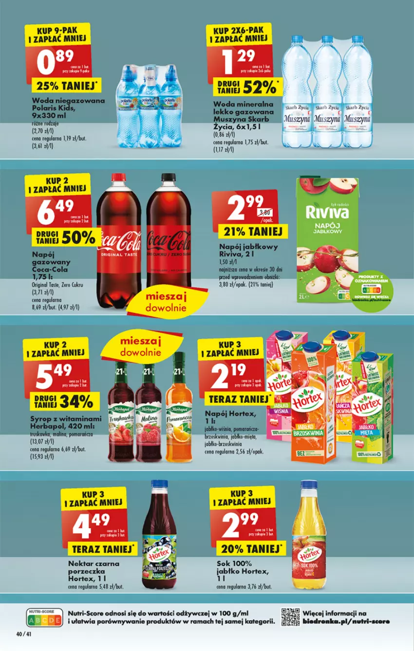 Gazetka promocyjna Biedronka - Od poniedzialku - ważna 10.07 do 15.07.2023 - strona 40 - produkty: Fa, Gin, Herbapol, Hortex, LANA, Mięta, Mus, Napój, Nektar, Por, Rama, Syrop, Szyna, Woda, Woda mineralna, Woda niegazowana