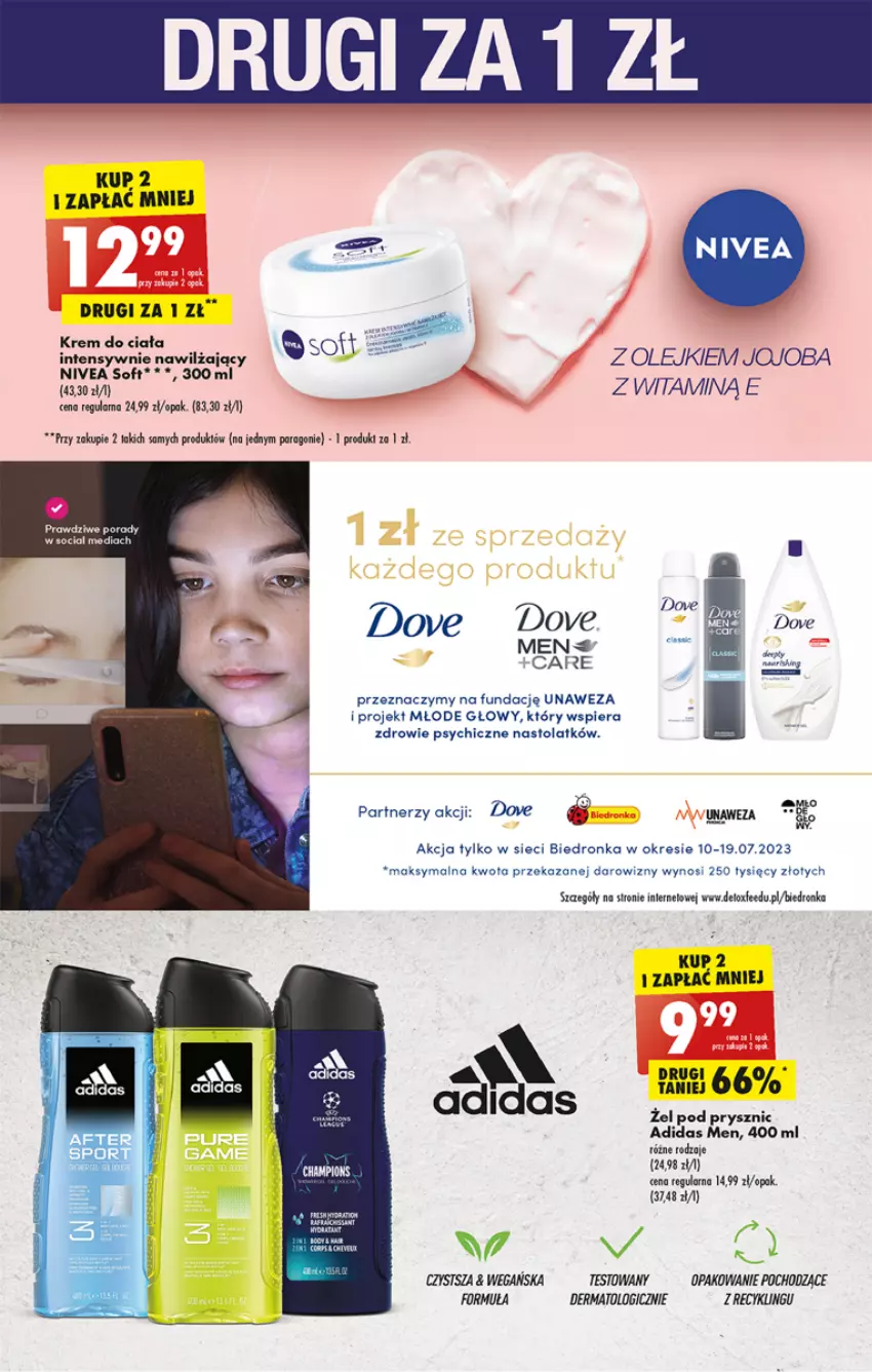 Gazetka promocyjna Biedronka - Od poniedzialku - ważna 10.07 do 15.07.2023 - strona 49 - produkty: Adidas, Dove, Krem do ciała, Olej, Por, Zdrowie