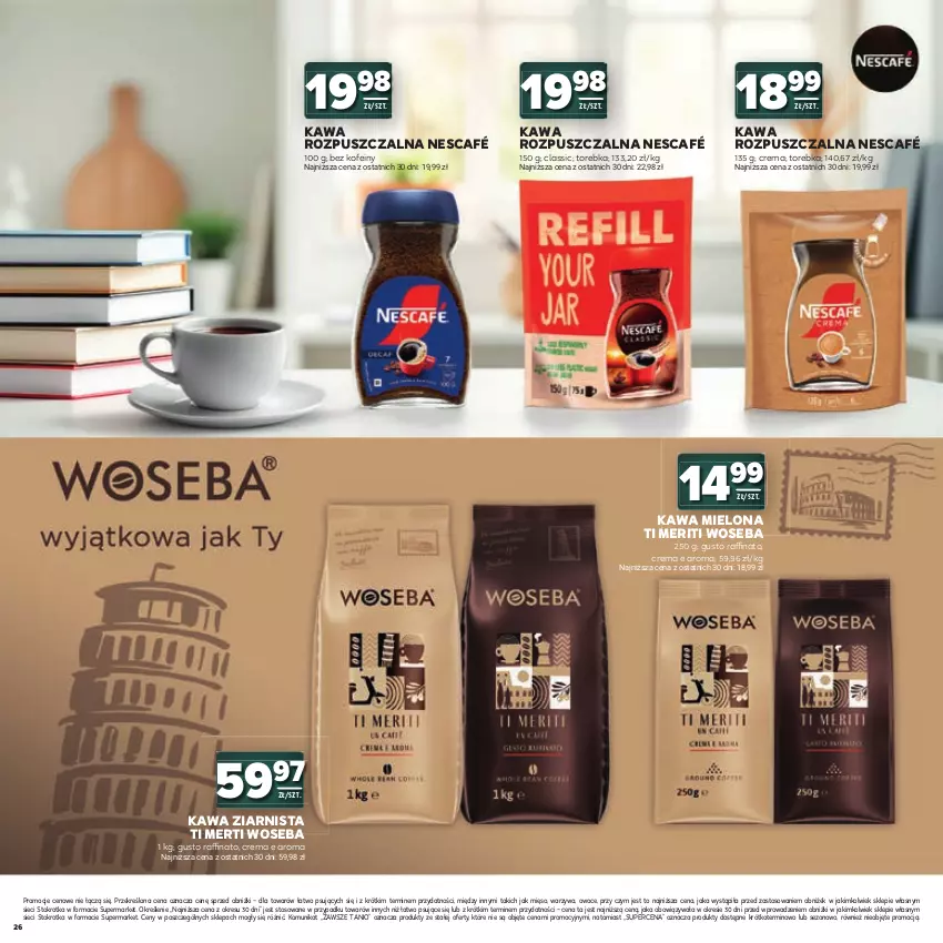 Gazetka promocyjna Stokrotka - Katalog Witaj Szkoło! - ważna 23.07 do 12.08.2026 - strona 26 - produkty: Kawa, Kawa mielona, Kawa rozpuszczalna, Kawa ziarnista, Mięso, Nescafé, Owoce, Torebka, Warzywa, Woseba