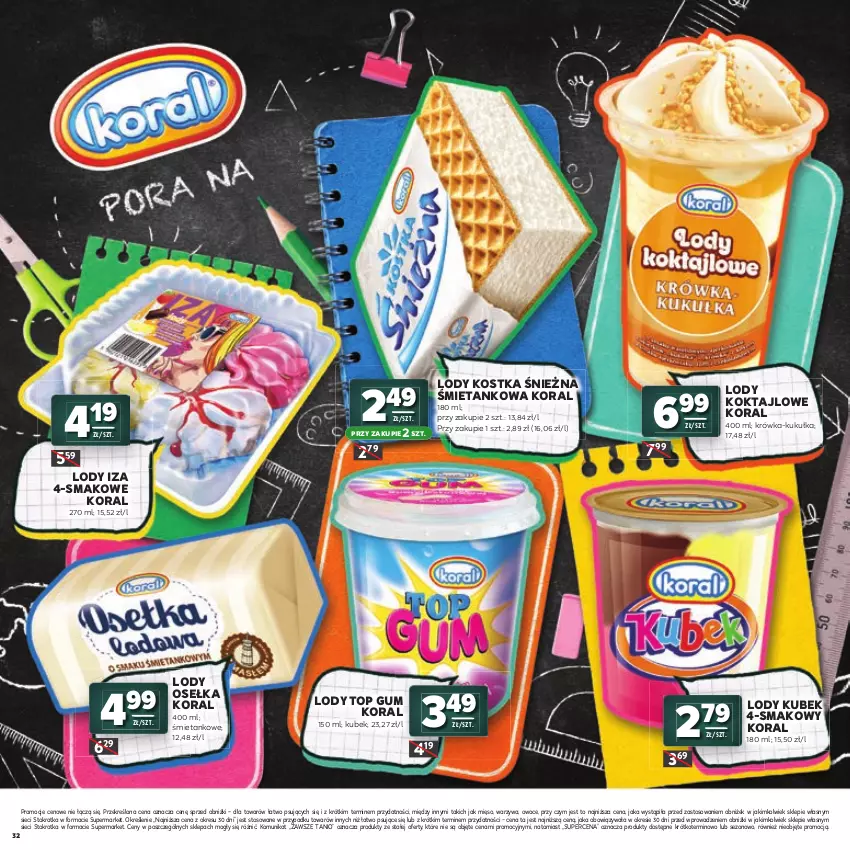 Gazetka promocyjna Stokrotka - Katalog Witaj Szkoło! - ważna 23.07 do 12.08.2026 - strona 32 - produkty: Kubek, Lody, Mięso, Owoce, Top, Warzywa