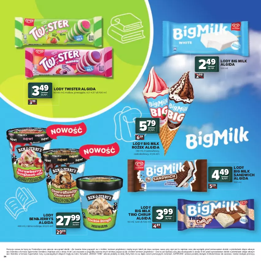 Gazetka promocyjna Stokrotka - Katalog Witaj Szkoło! - ważna 23.07 do 12.08.2026 - strona 34 - produkty: Algida, Big Milk, LG, Lody, Mięso, Owoce, Warzywa
