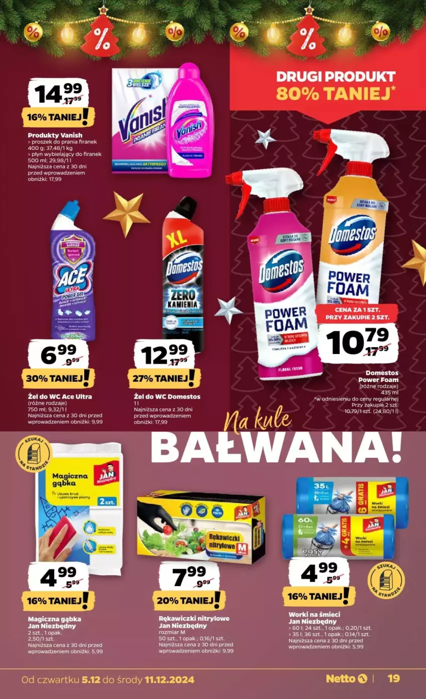 Gazetka promocyjna Netto - ważna 05.12 do 11.12.2024 - strona 11 - produkty: Domestos, Jan Niezbędny, Proszek do prania, Vanish, Worki na śmiec, Worki na śmieci