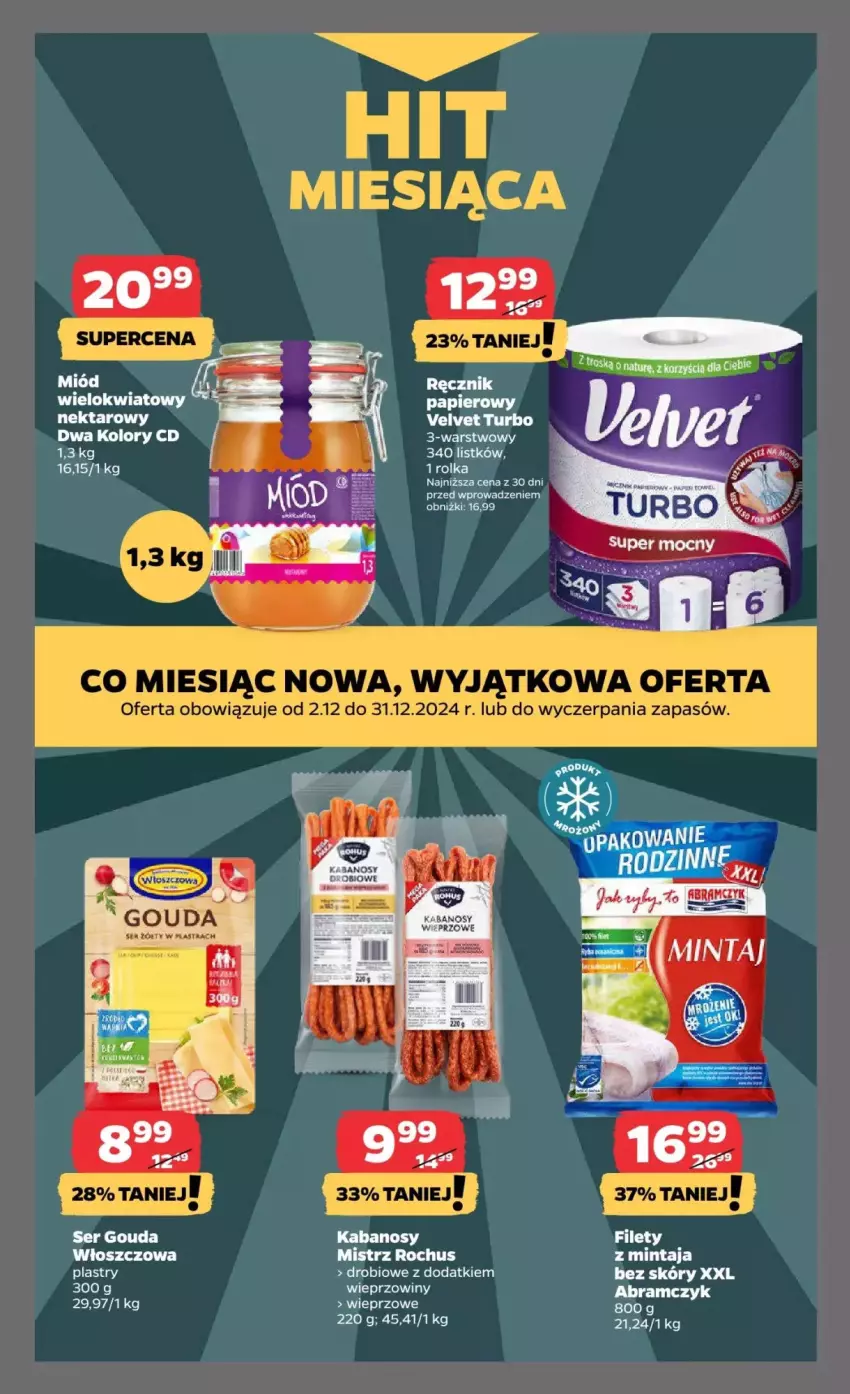 Gazetka promocyjna Netto - ważna 05.12 do 11.12.2024 - strona 13 - produkty: Gouda, Kabanos, Mintaj, Miód, Nektar, Papier, Ser, Velvet