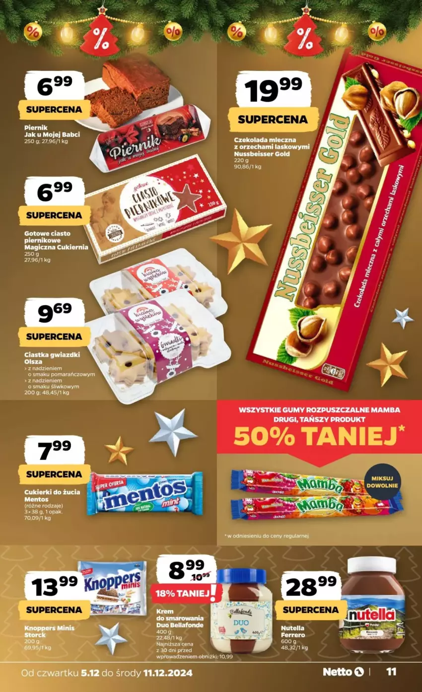 Gazetka promocyjna Netto - ważna 05.12 do 11.12.2024 - strona 3 - produkty: Bell, Bella, Ciastka, Cukier, Cukierki, Mamba, Mentos, Nutella, Piernik, Ser