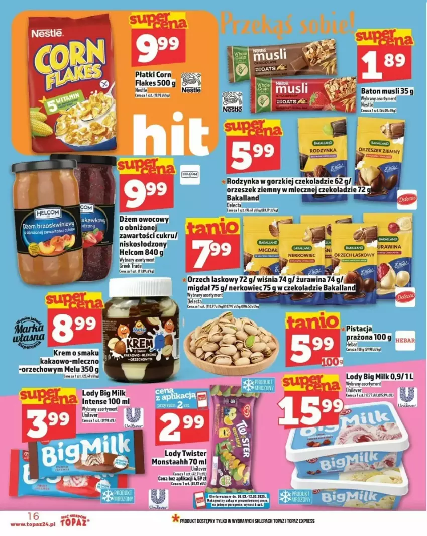 Gazetka promocyjna Topaz - ważna 06.03 do 12.03.2025 - strona 8 - produkty: Bakalland, Big Milk, Delecta, Dżem, Kakao, Lody, Mus, Ser, Top