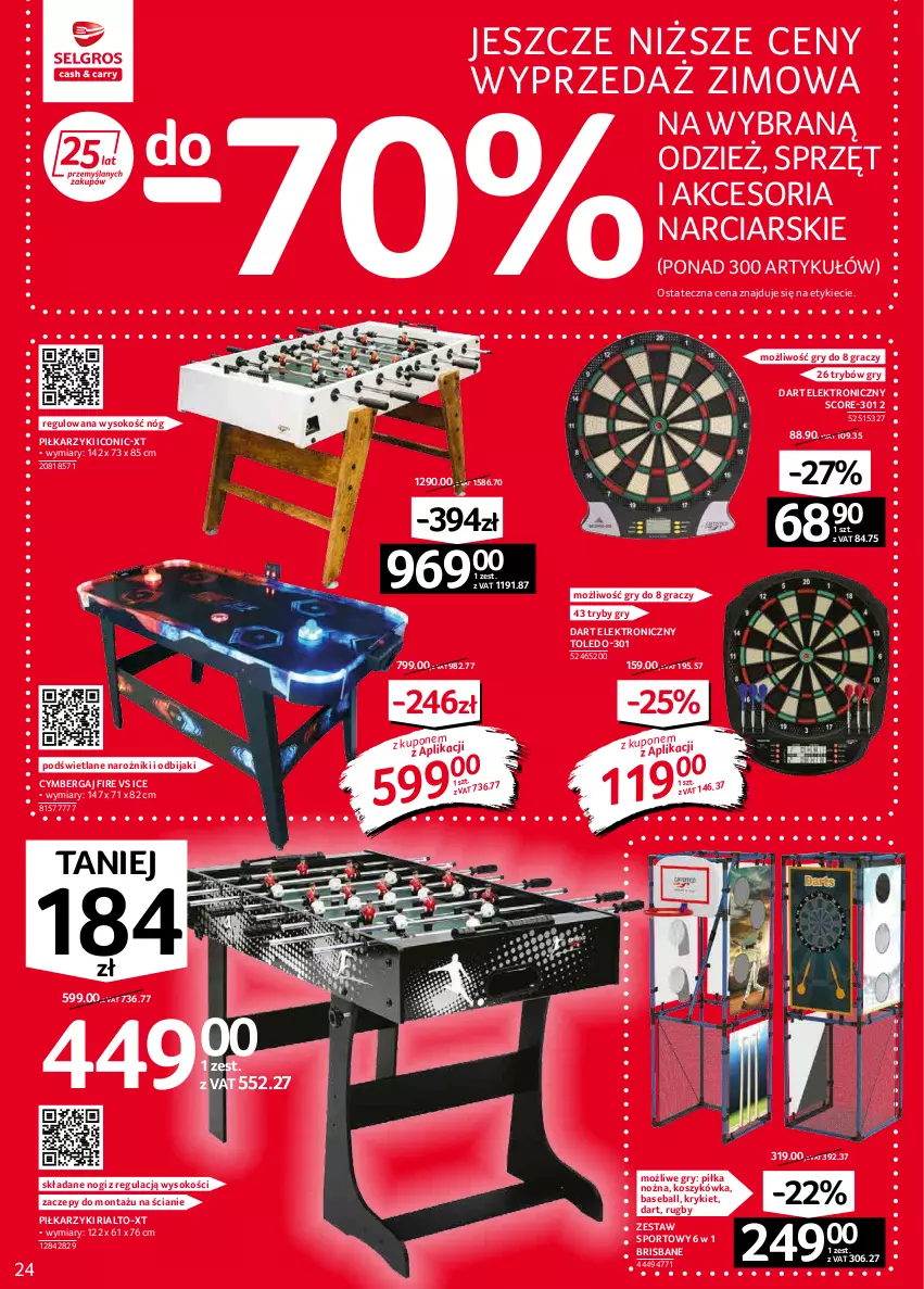 Gazetka promocyjna Selgros - Oferta przemysłowa - ważna 03.02 do 16.02.2022 - strona 24 - produkty: Dart elektroniczny, Gra, Gry, Kosz, Narożnik, Noż, Piłka nożna, Piłkarzyki, Por, Sok, Sport