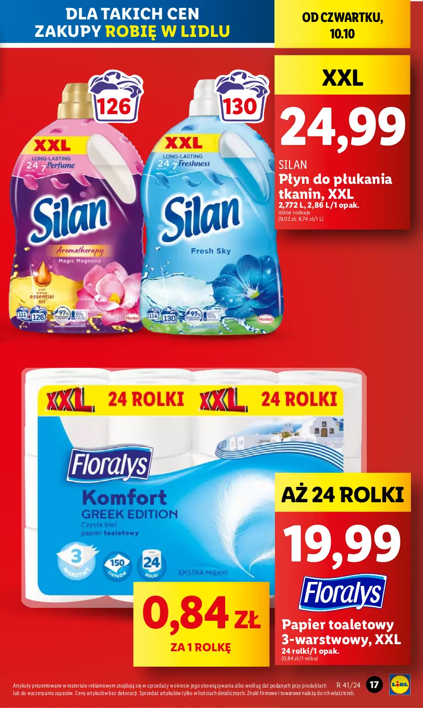 Gazetka promocyjna Lidl - GAZETKA - ważna 10.10 do 12.10.2024 - strona 17 - produkty: Papier, Papier toaletowy, Płyn do płukania, Rolki, Silan