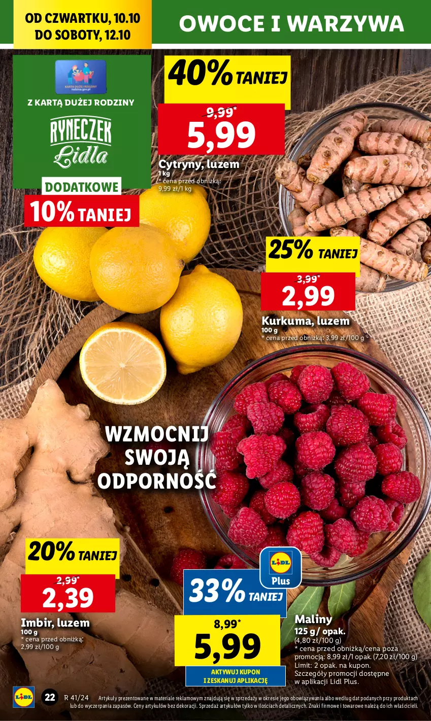 Gazetka promocyjna Lidl - GAZETKA - ważna 10.10 do 12.10.2024 - strona 26 - produkty: Chleb, Cytryny, Imbir, Kurkuma, Maliny, Owoce, Por, Ser, Warzywa