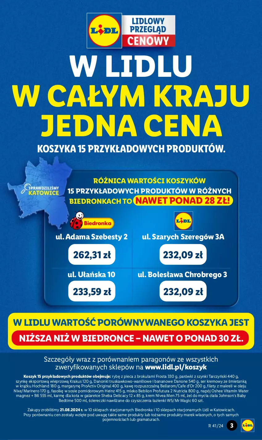 Gazetka promocyjna Lidl - GAZETKA - ważna 10.10 do 12.10.2024 - strona 4 - produkty: BEBILON, Bell, Bella, Danone, Danonki, Fa, Frosta, Gala, Gin, Gra, Heinz, Hochland, Kosz, Krakus, Magnez, Mleko, Mleko Bebilon, Napój, Nivea, Nivea Men, Olej, Oshee, Parówki, Parówki z szynki, Piec, Por, Rama, Ser, Sheba, Sos, Sport, Tarczyński