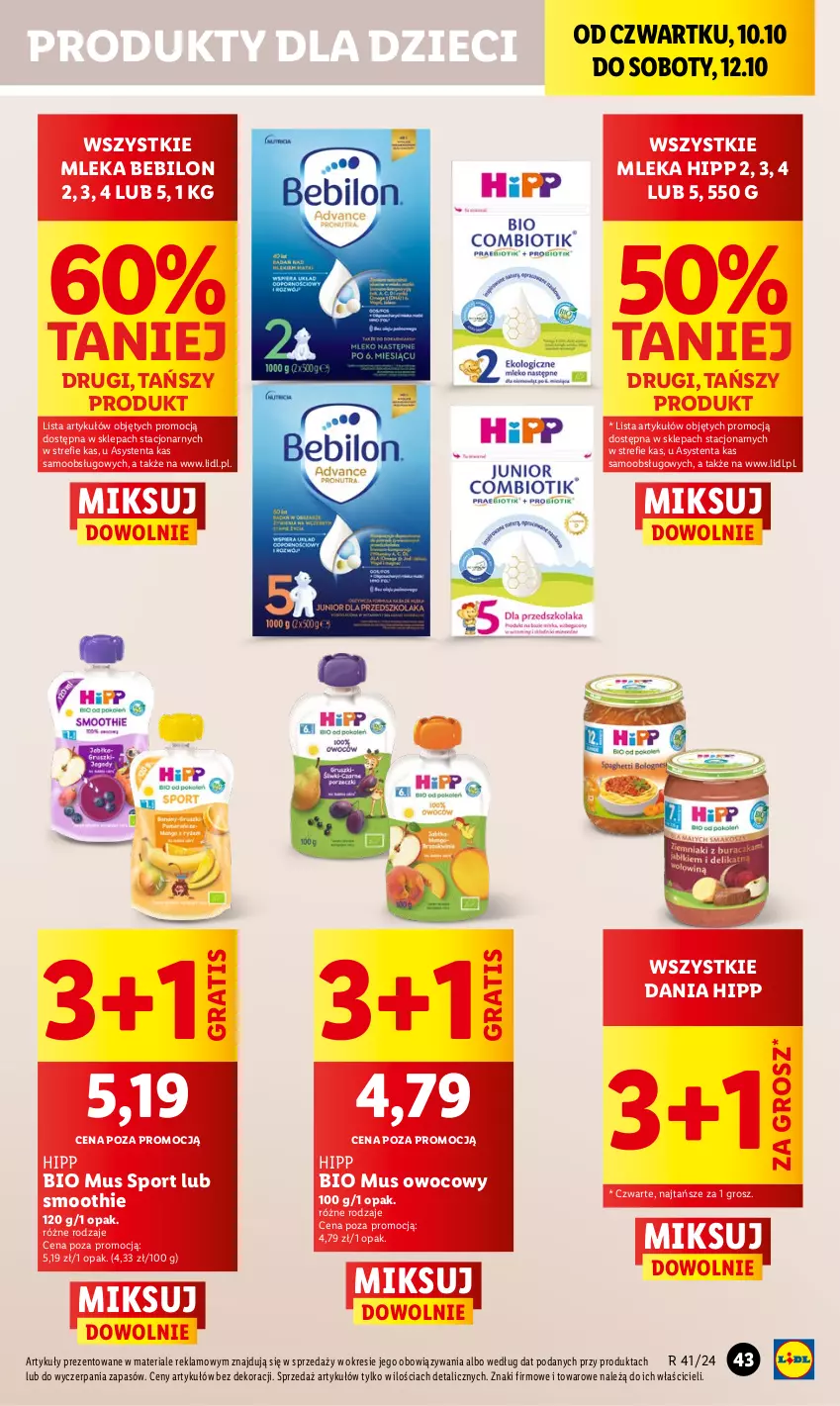 Gazetka promocyjna Lidl - GAZETKA - ważna 10.10 do 12.10.2024 - strona 49 - produkty: BEBILON, Dzieci, Gra, HiPP, Hipp Bio, Mus, Por, Smoothie, Sport