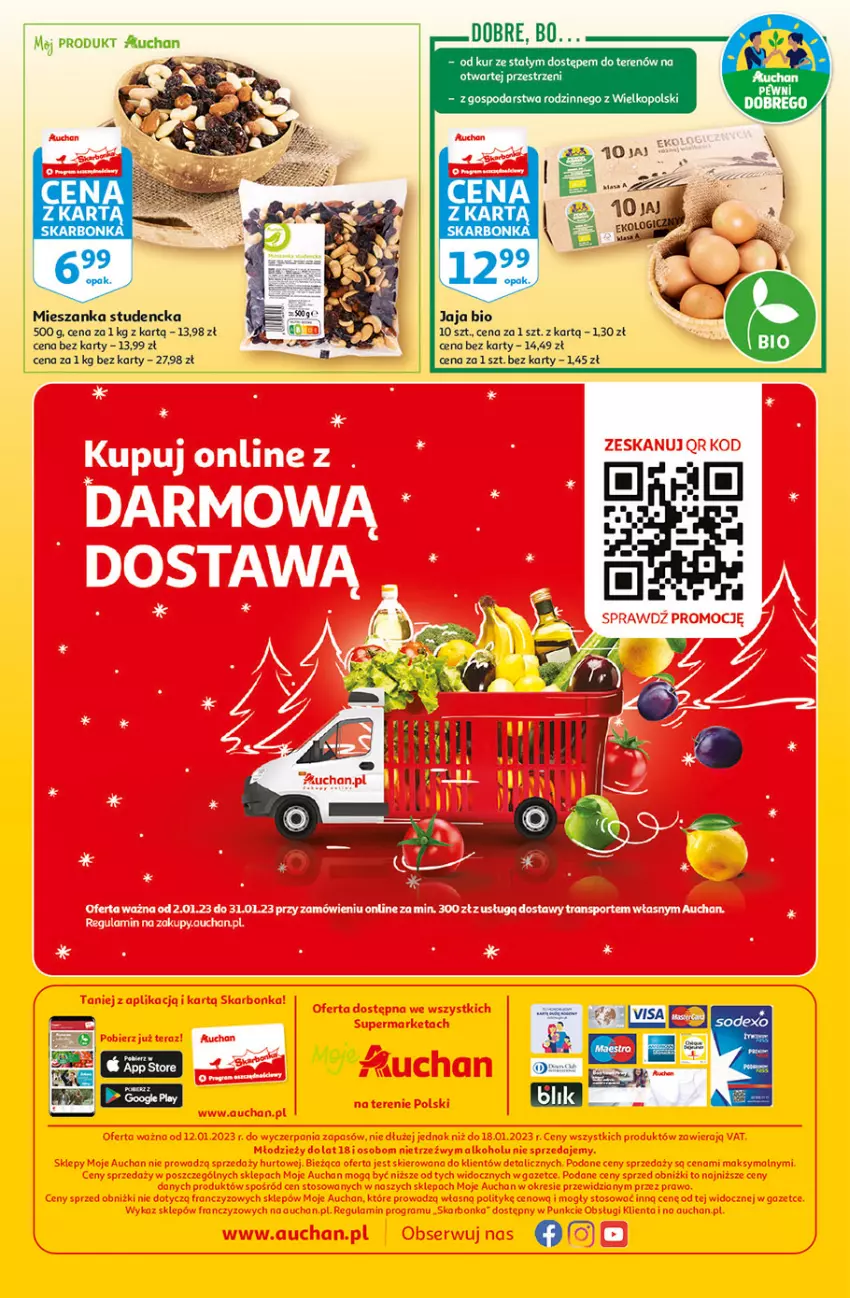 Gazetka promocyjna Auchan - Gazetka Koszyk Oszczędności Moje Auchan - ważna 12.01 do 18.01.2023 - strona 4 - produkty: Jaja, Mieszanka studencka
