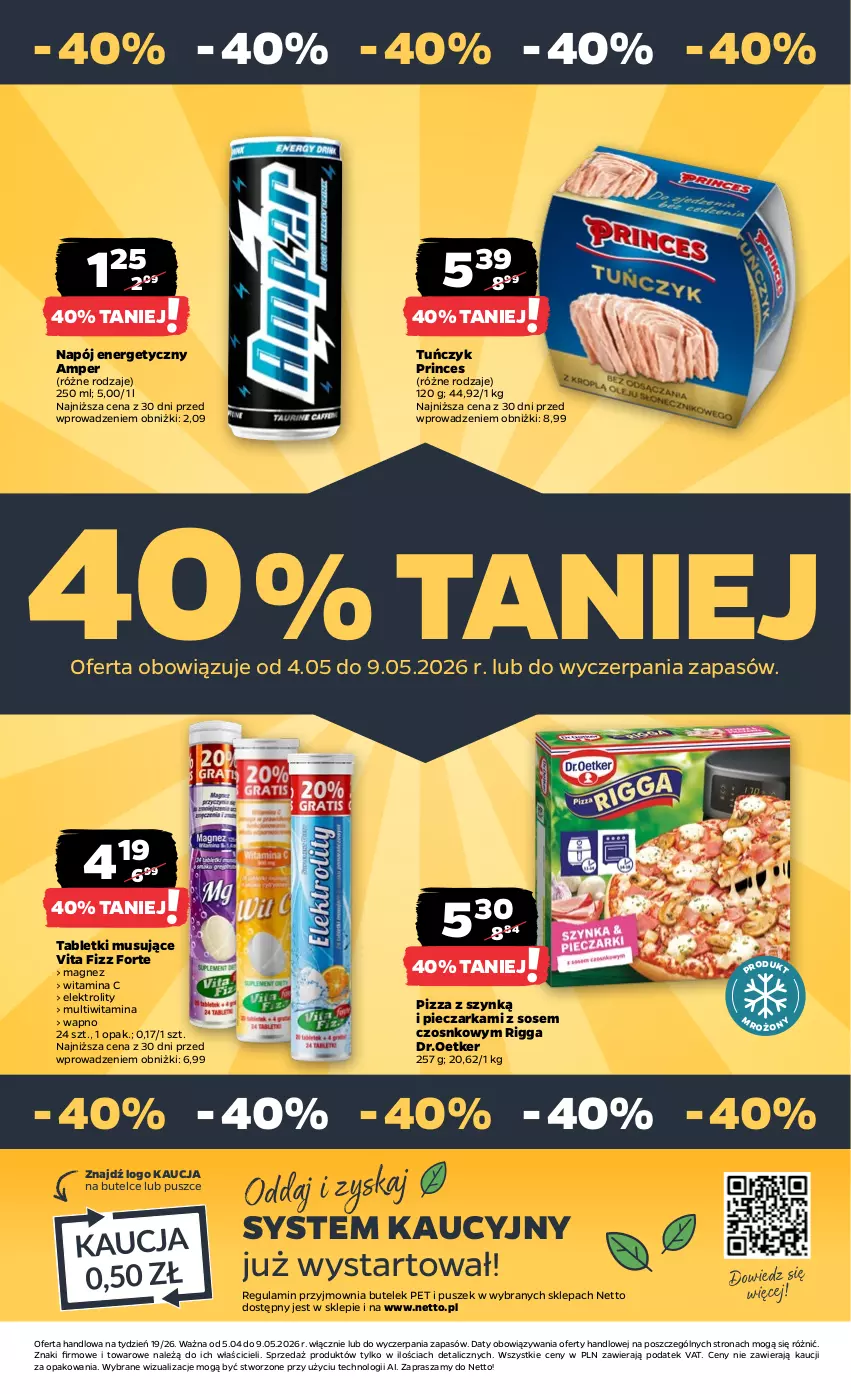Gazetka promocyjna Netto - Od Poniedziałku - ważna 04.05 do 09.05.2026 - strona 30 - produkty: Magnez, Mus, Napój, Napój energetyczny, Piec, Pieczarka, Pizza, Sos, Tablet, Tabletki musujące, Tuńczyk