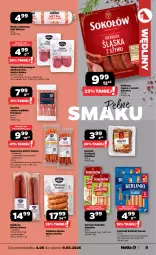 Gazetka promocyjna Netto - Od Poniedziałku - Gazetka - ważna od 09.05 do 09.05.2026 - strona 9 - produkty: Parówki sokoliki, Sok, Salami, Sokołów, Parówki, Pasztet, Stół, Szynka, Kabanos, Kiełbasa, Berlinki, Kiełbasa śląska