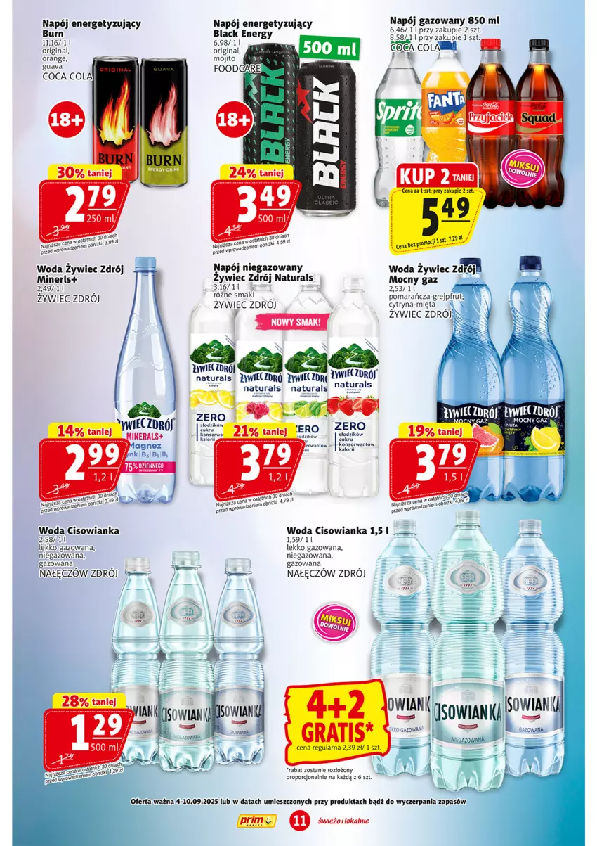 Gazetka promocyjna Prim Market - ważna 04.09 do 10.09.2025 - strona 11 - produkty: Cisowianka, Gin, Grejpfrut, Lack, Mięta, Napój, Napój niegazowany, Por, Ser, Woda