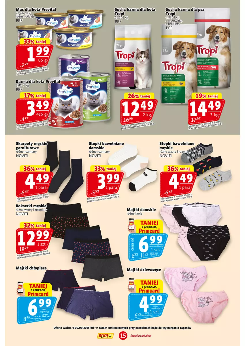 Gazetka promocyjna Prim Market - ważna 04.09 do 10.09.2025 - strona 15 - produkty: Karp, Majtki, Mus, Sucha karma, Top