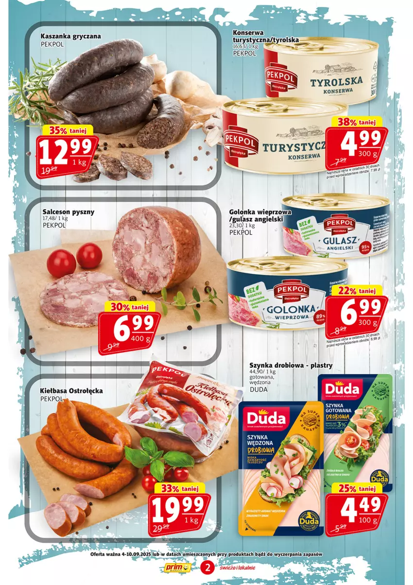 Gazetka promocyjna Prim Market - ważna 04.09 do 10.09.2025 - strona 2 - produkty: Duda, Gry, Kasza, Kaszanka, Kiełbasa, Pekpol, Ser, Szynka