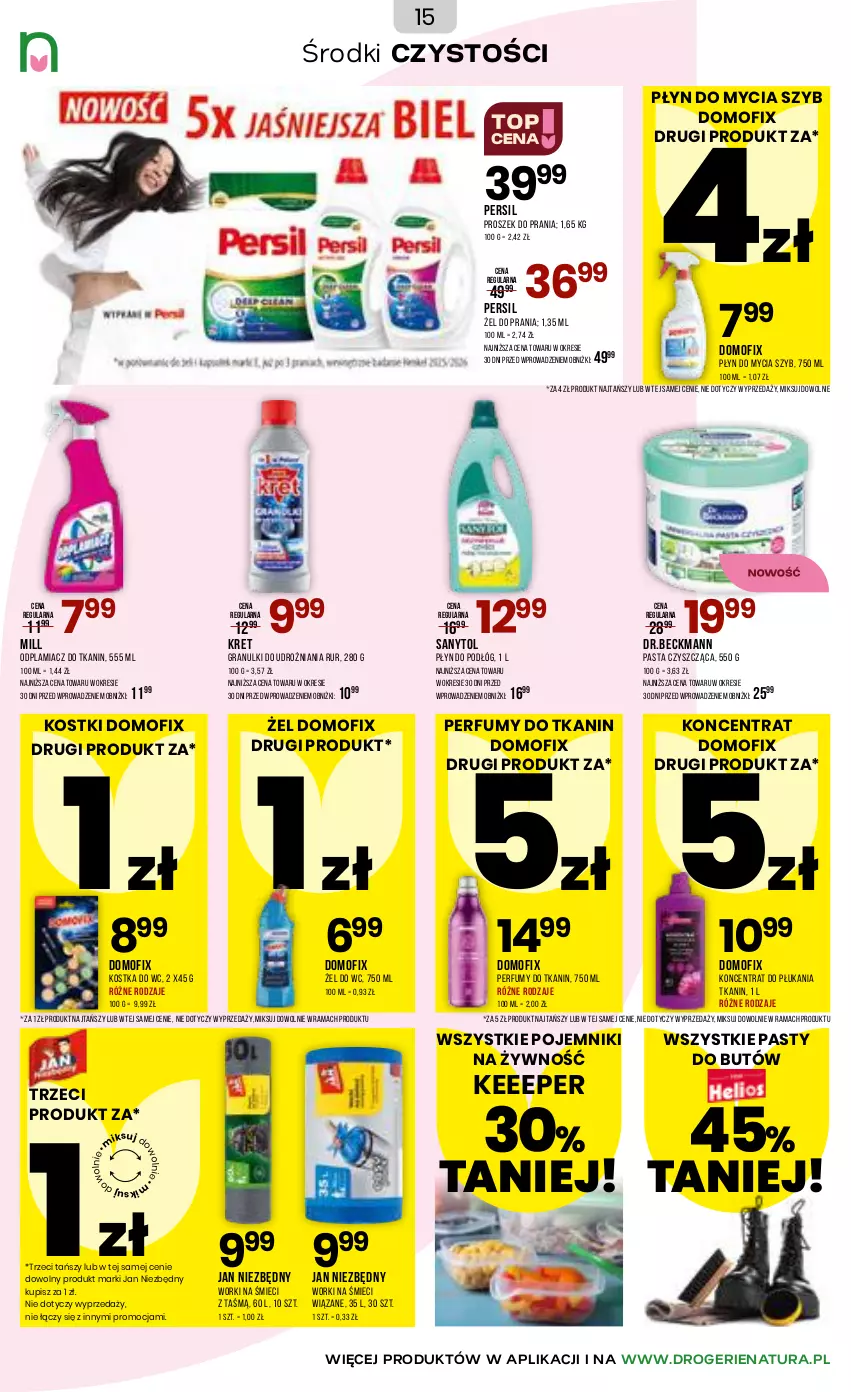 Gazetka promocyjna Drogerie Natura - Gazetka Drogerie Natura - ważna 31.03 do 16.04.2026 - strona 15 - produkty: Gra, Jan Niezbędny, Kostka do wc, Kret, Odplamiacz, Perfum, Persil, Płyn do mycia, Pojemnik, Proszek do prania, Rama, Sanytol, Worki na śmiec, Worki na śmieci