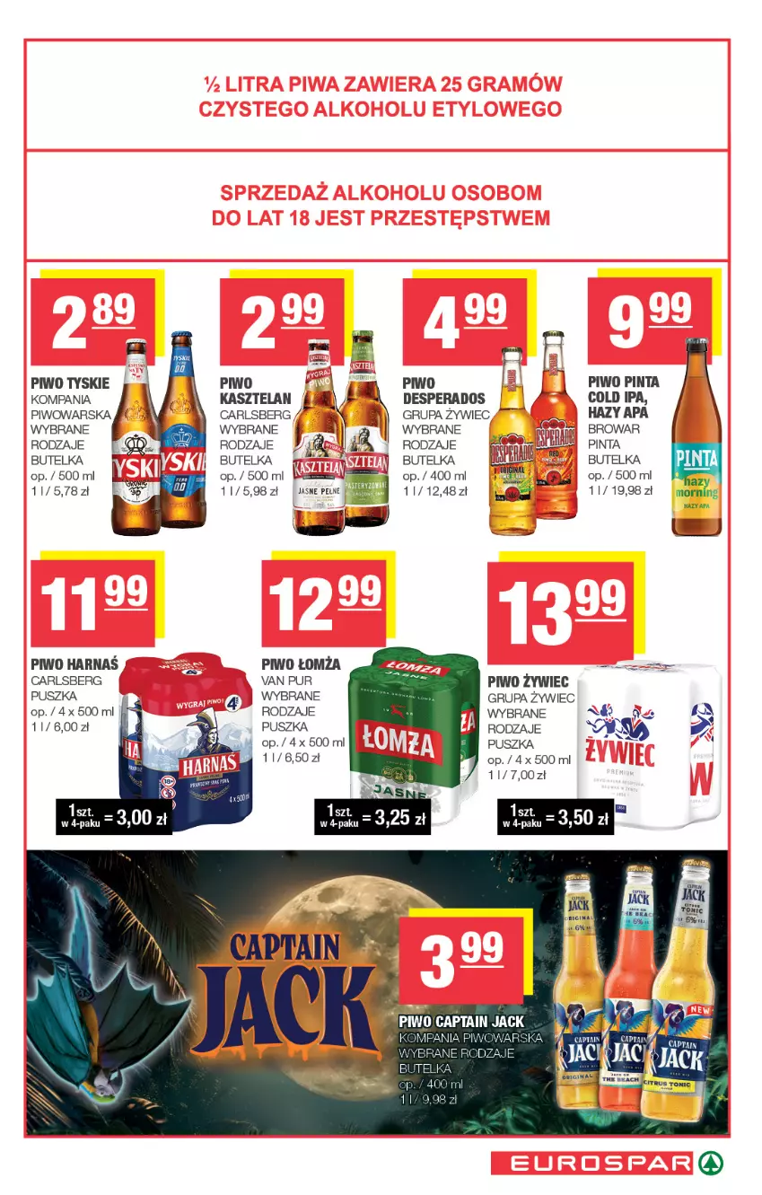 Gazetka promocyjna Spar - EuroSpar - ważna 19.10 do 29.10.2025 - strona 15 - produkty: Carlsberg, Desperados, Fa, Kasztelan, Piwo, Por, Pur, Tyskie