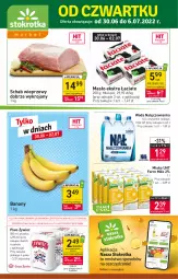 Gazetka promocyjna Stokrotka - Market - Gazetka - ważna od 06.07 do 06.07.2022 - strona 1 - produkty: Piwa, Piwo, Banany, Nałęczowianka, Gra, Schab wieprzowy, Farm Milk, Woda, Masło, Mleko, Fa