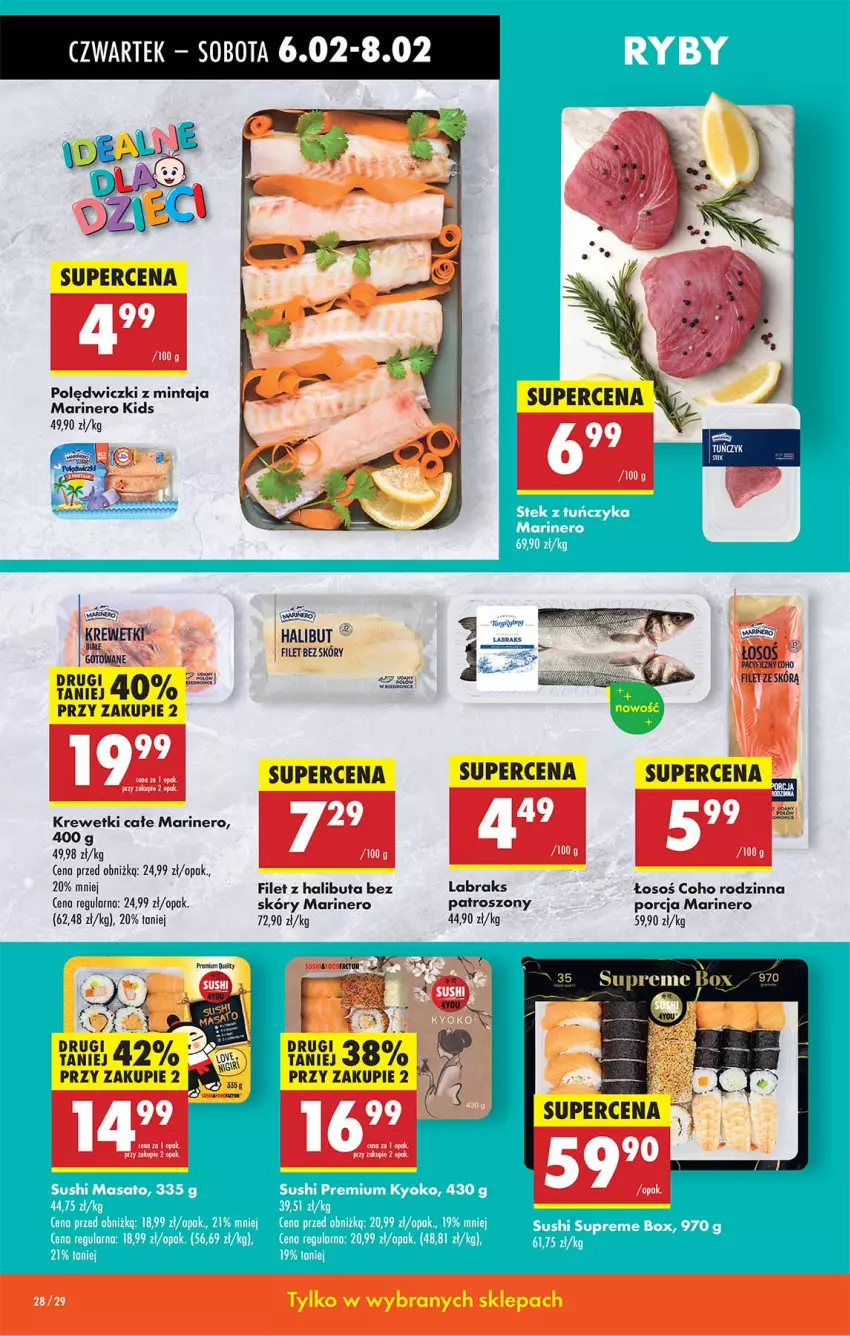 Gazetka promocyjna Biedronka - Od Czwartku - ważna 06.02 do 12.02.2025 - strona 28 - produkty: Halibut, Krewetki, Mintaj, Por