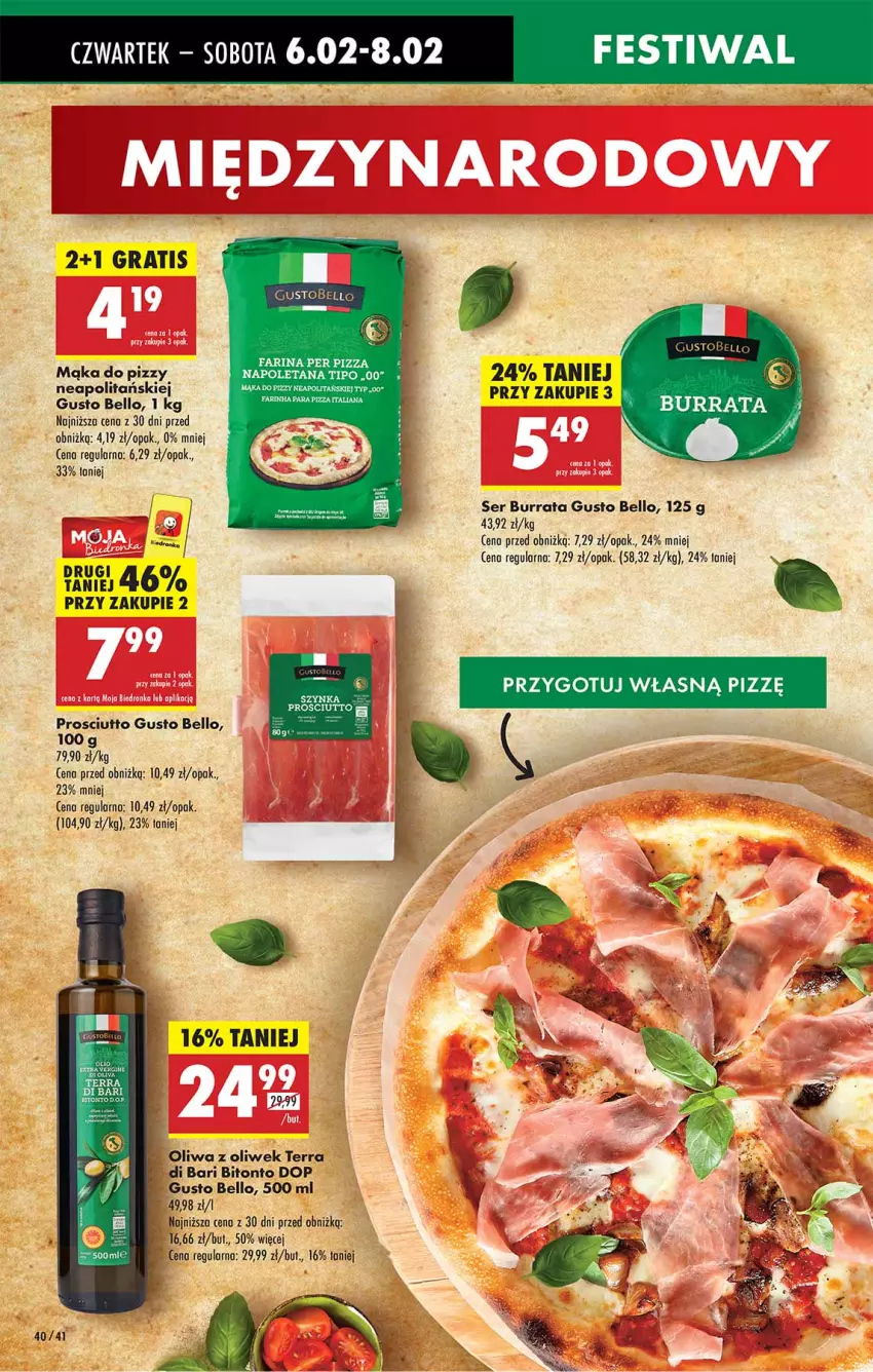 Gazetka promocyjna Biedronka - Od Czwartku - ważna 06.02 do 12.02.2025 - strona 40 - produkty: Bell, Burrata, Fa, Gra, Mąka, Mąka do pizzy, Pizza, Prosciutto, Ser, Top