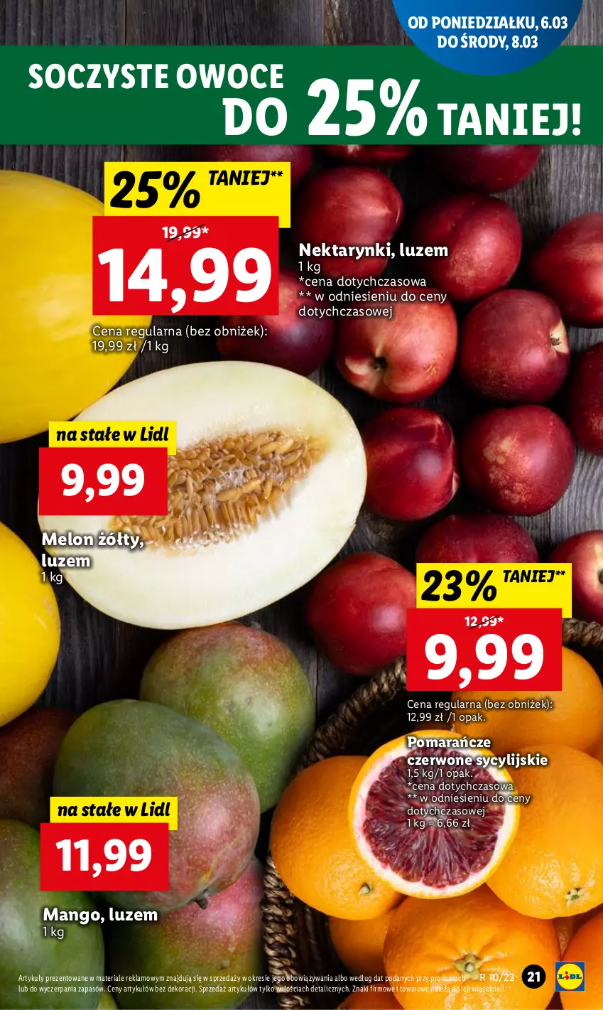 Gazetka promocyjna Lidl - GAZETKA - ważna 06.03 do 08.03.2023 - strona 21 - produkty: Mango, Melon, Nektar, Owoce, Pomarańcze