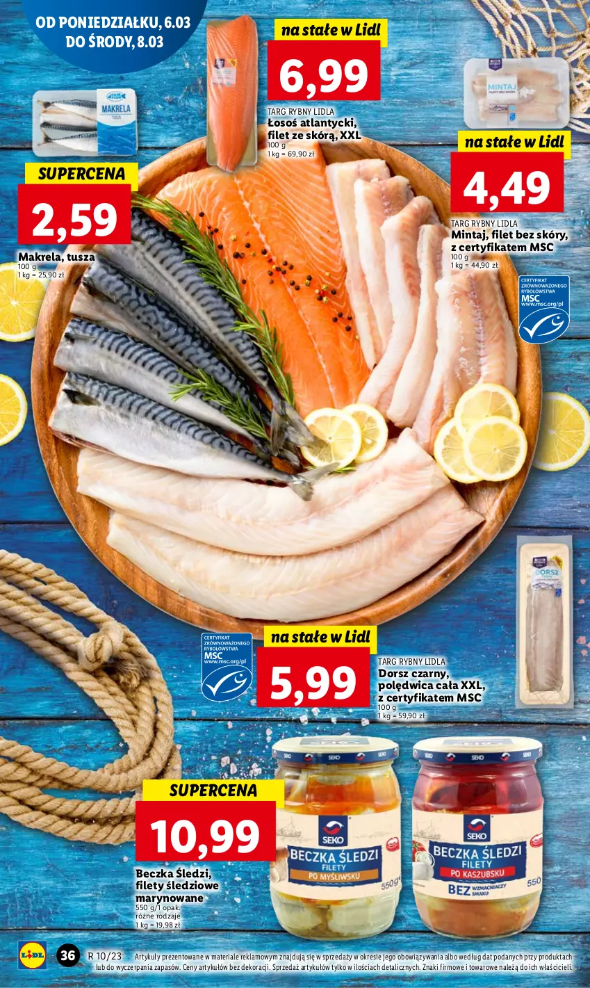 Gazetka promocyjna Lidl - GAZETKA - ważna 06.03 do 08.03.2023 - strona 40 - produkty: Dorsz, Mintaj, Polędwica, Tusz