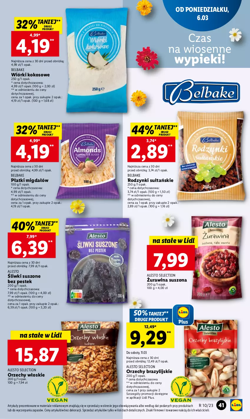 Gazetka promocyjna Lidl - GAZETKA - ważna 06.03 do 08.03.2023 - strona 45 - produkty: Kokos, Orzechy włoskie, Rodzynki, Stek, Wiórki kokosowe