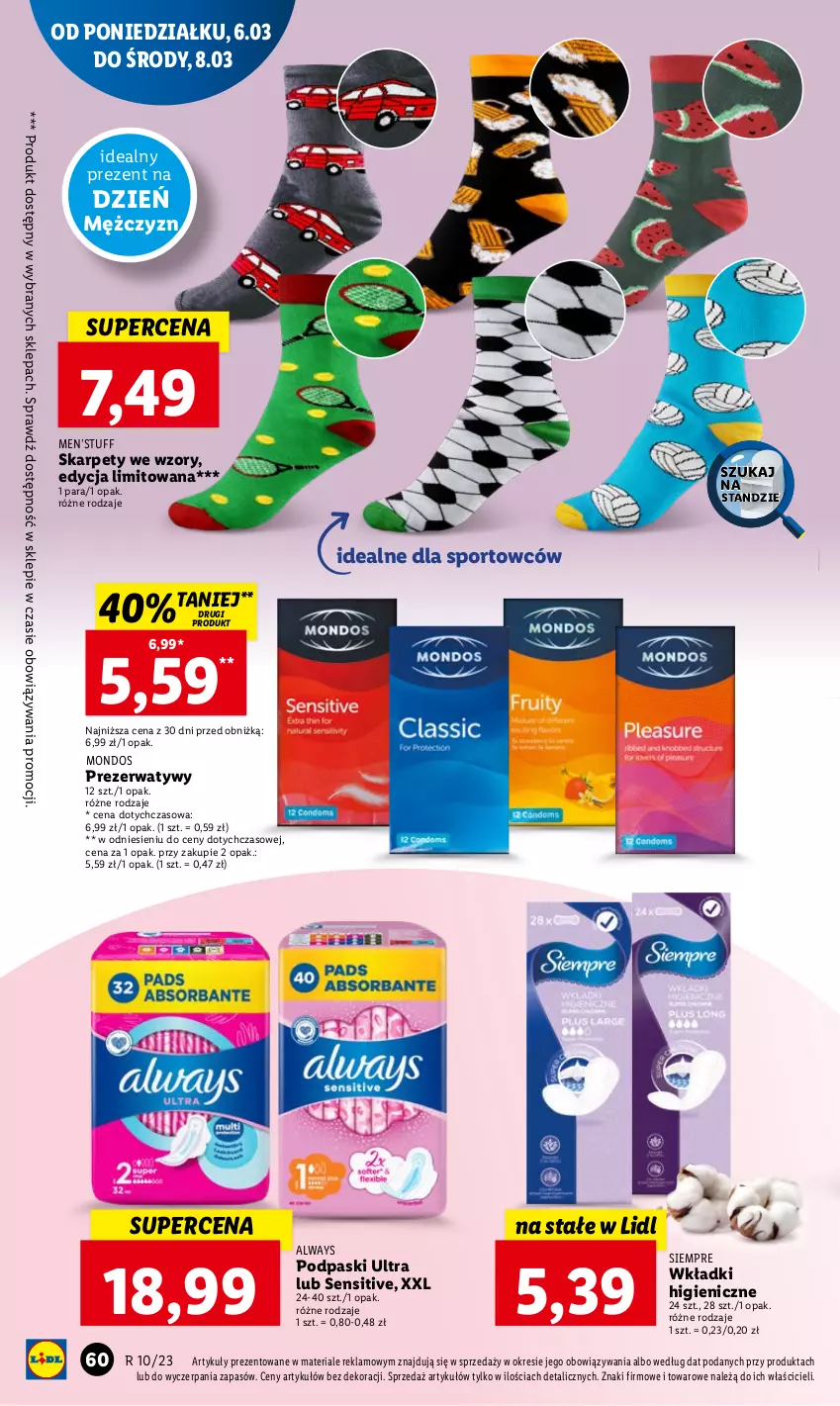 Gazetka promocyjna Lidl - GAZETKA - ważna 06.03 do 08.03.2023 - strona 66 - produkty: Always, Karp, Podpaski, Por, Prezerwatyw, Sport, Wkładki