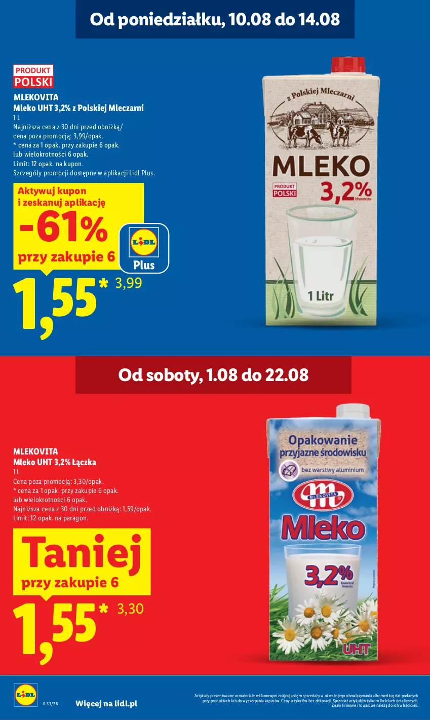 Gazetka promocyjna Lidl - Gazetka ważna od 10.08 do 11.08 - ważna 10.08 do 11.08.2026 - strona 10 - produkty: Mleko, Mlekovita